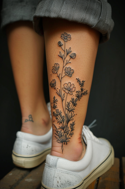 wildflower tattoo ideas for women 2