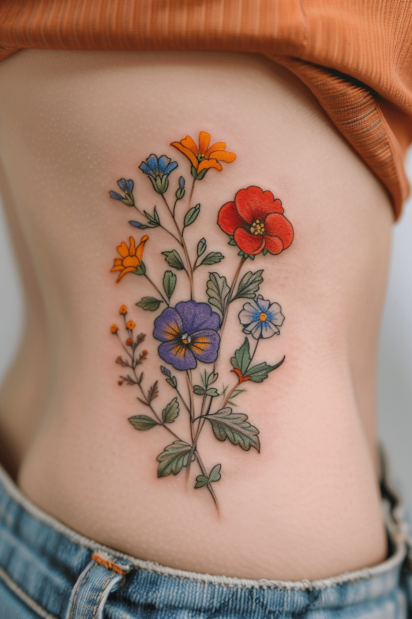 wildflower tattoo ideas for women 29