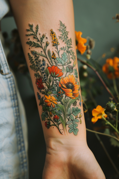 wildflower tattoo ideas for women 39