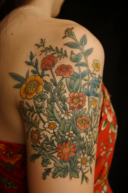 wildflower tattoo ideas for women 4
