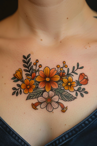 wildflower tattoo ideas for women 13