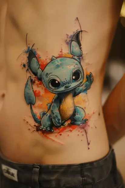Stitch_tattoo_watercolor_rib_cage_placement