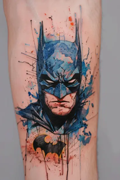 batman tattoo watercolor style