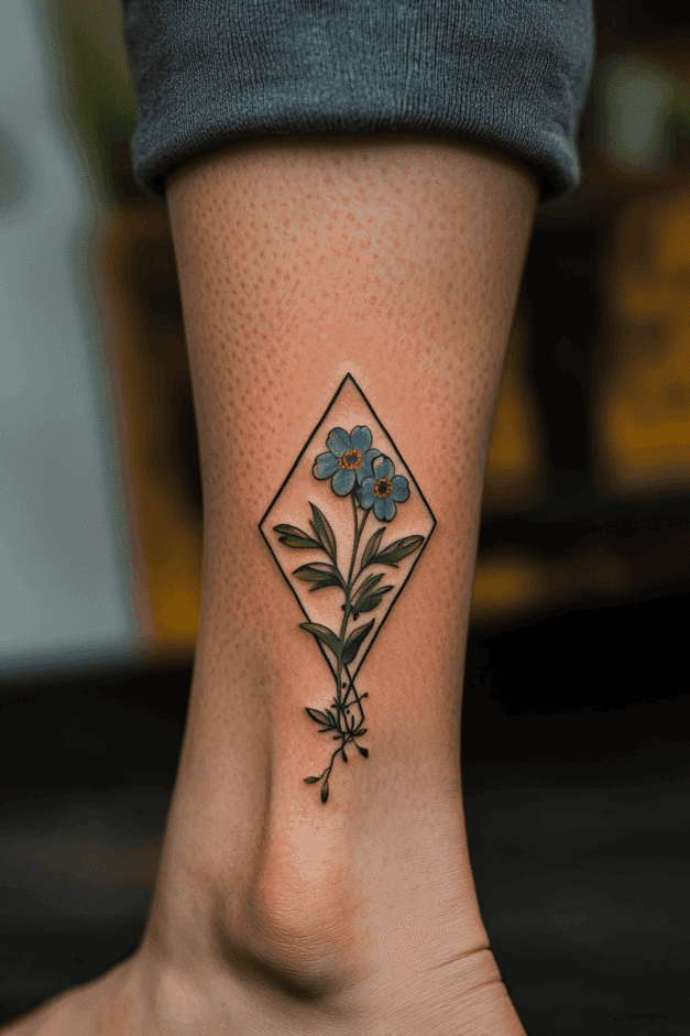 Forget-Me-Not Botanical Diamond Tattoo