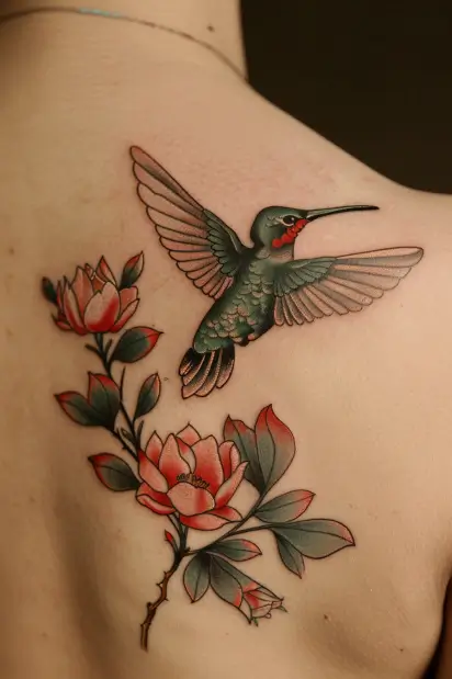 hummingbird flower tattoos 13