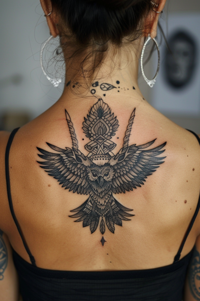 Ornamental Owl Tattoo