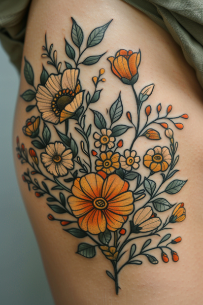 wildflower tattoo ideas for women 24