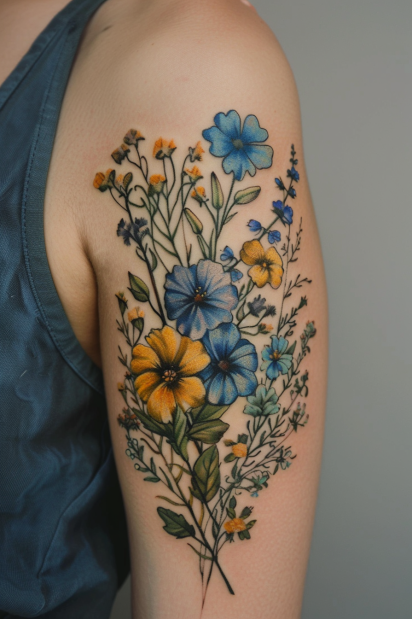 wildflower tattoo ideas for women 42
