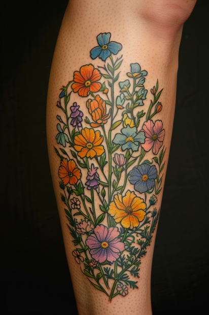 wildflower tattoo ideas for women 37
