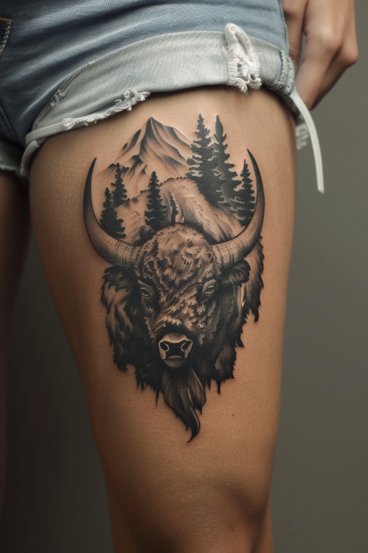 Wilderness Bison and Mountain Tattoo
