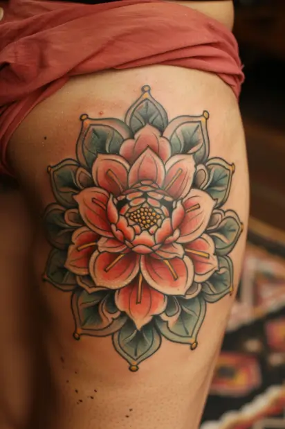 floral hip tattoo ideas 13