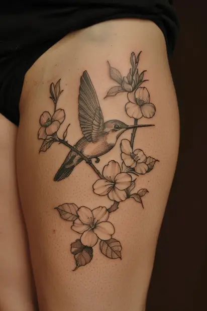 hummingbird flower tattoos 6