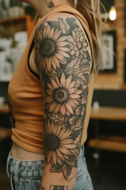 Flower Sleeve Tattoos For Women 11