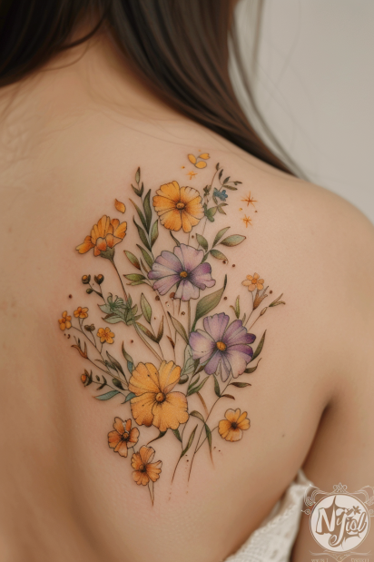 wildflower tattoo ideas for women 17
