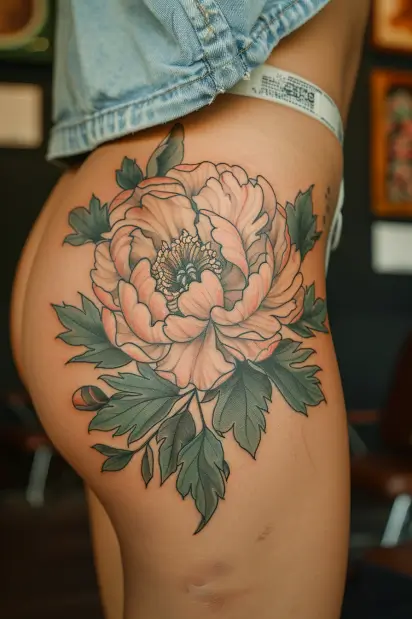 floral hip tattoo ideas 6