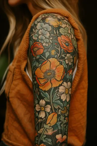 Flower Sleeve Tattoos For Women 24
