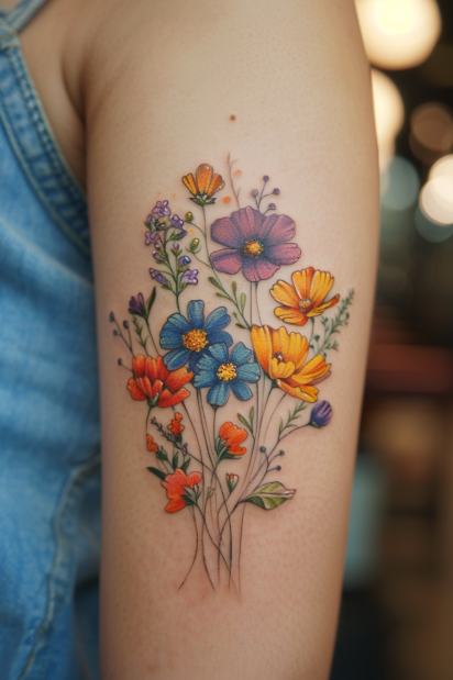 wildflower tattoo ideas for women 33