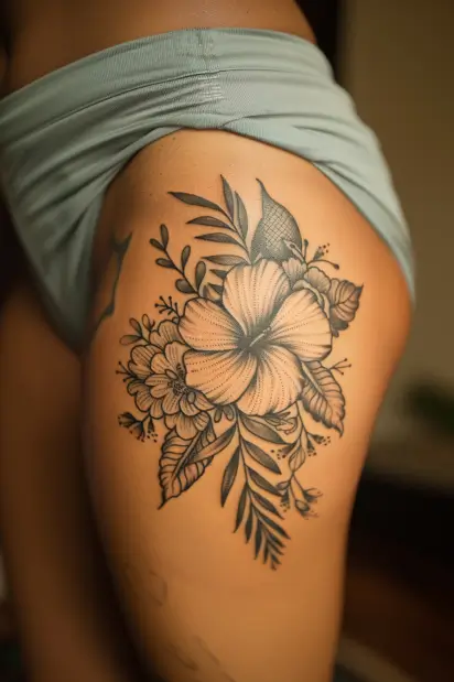 floral hip tattoo ideas 9