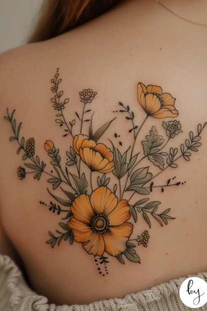 wildflower tattoo ideas for women 14