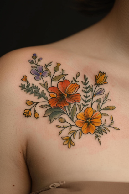wildflower tattoo ideas for women 28