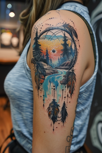 Dreamcatcher Landscape Tattoo