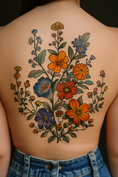wildflower tattoo ideas for women 31