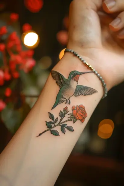 hummingbird flower tattoos 1