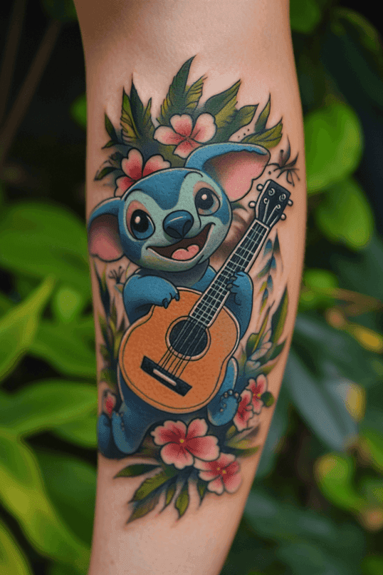 Stitch Playing the Ukulele Tattoo