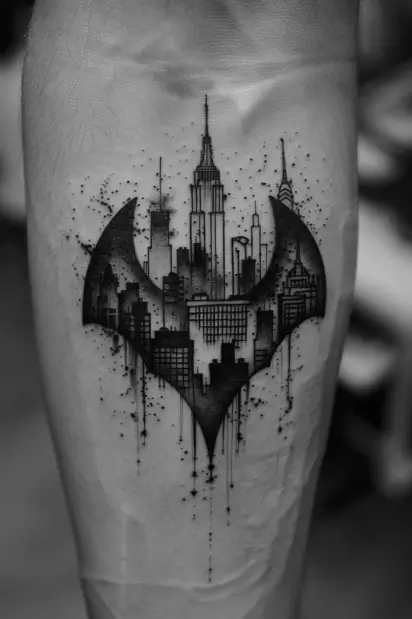 gotham city silhouette tattoo