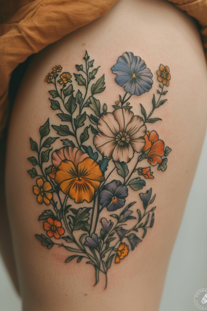 wildflower tattoo ideas for women 23