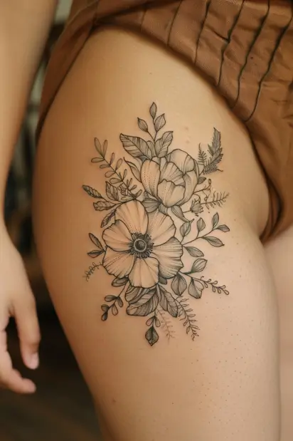 floral hip tattoo ideas 7