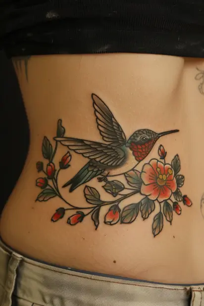 hummingbird flower tattoos 15