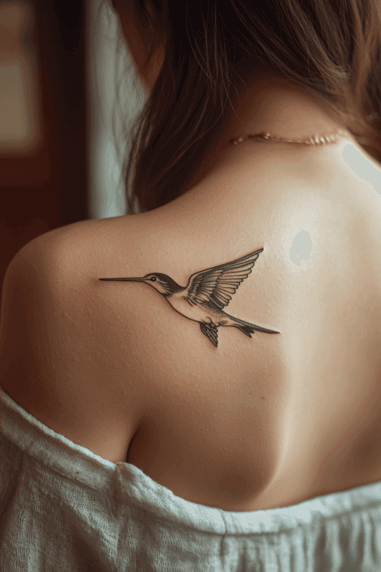 Hummingbird Shoulder Tattoo