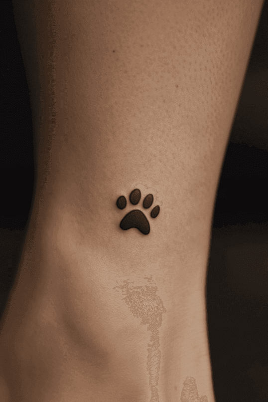 Minimalist Paw Print Ankle Tattoo