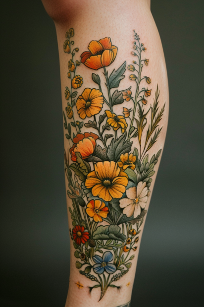 wildflower tattoo ideas for women 9