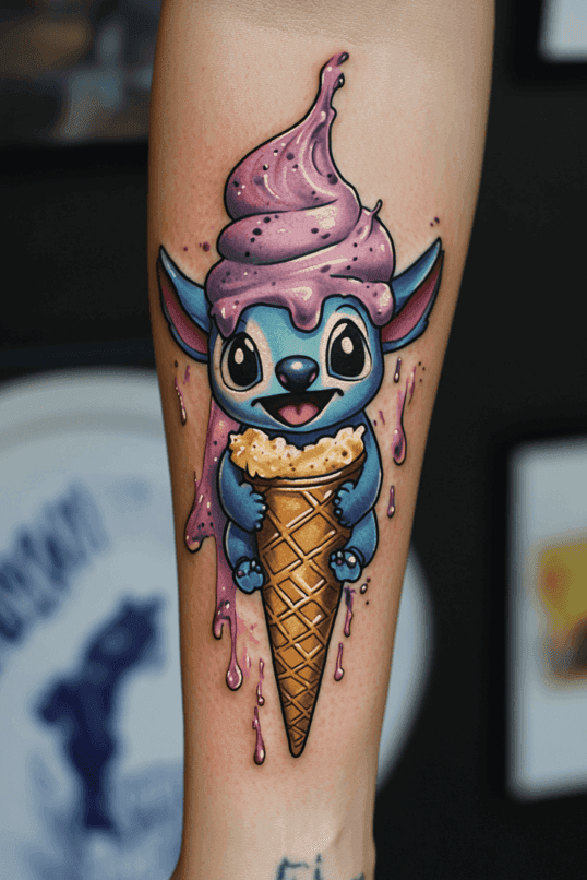 Stitch Ice Cream Cone Tattoo
