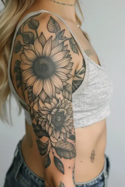 Flower Sleeve Tattoos For Women 12