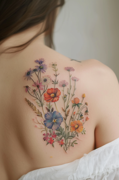wildflower tattoo ideas for women 11