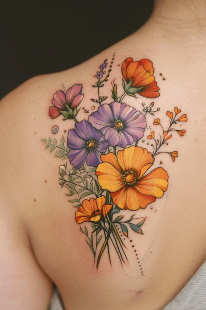 wildflower tattoo ideas for women 19