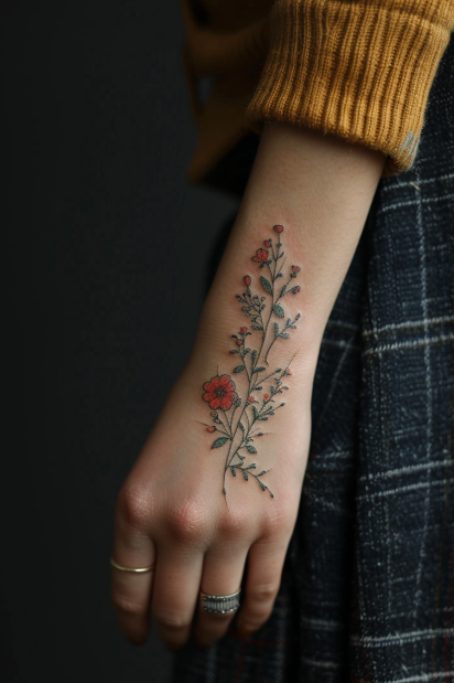 wildflower tattoo ideas for women 40