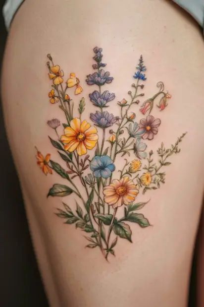 floral hip tattoo ideas 1