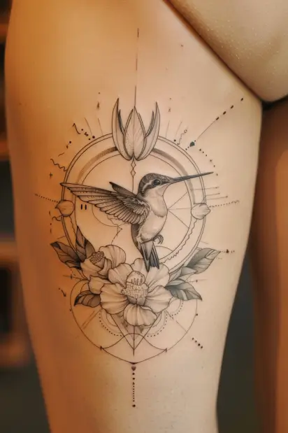 hummingbird flower tattoos 22