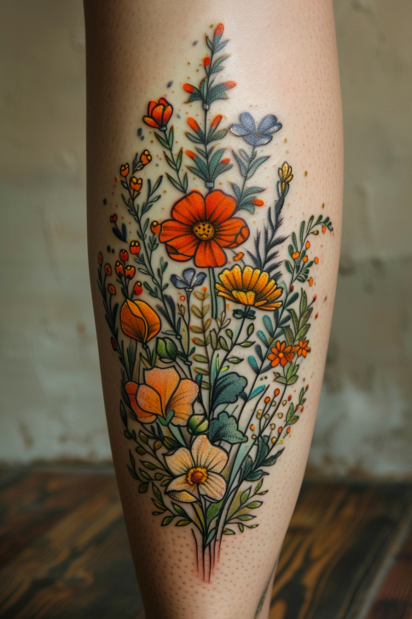 wildflower tattoo ideas for women 38