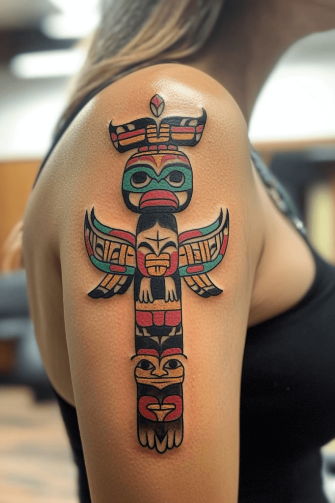 Totem Pole Traditional Tattoo