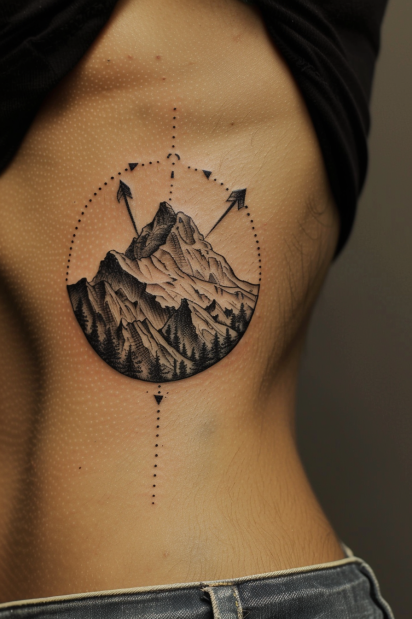 Geometric Mountain and Arrows Tattoo