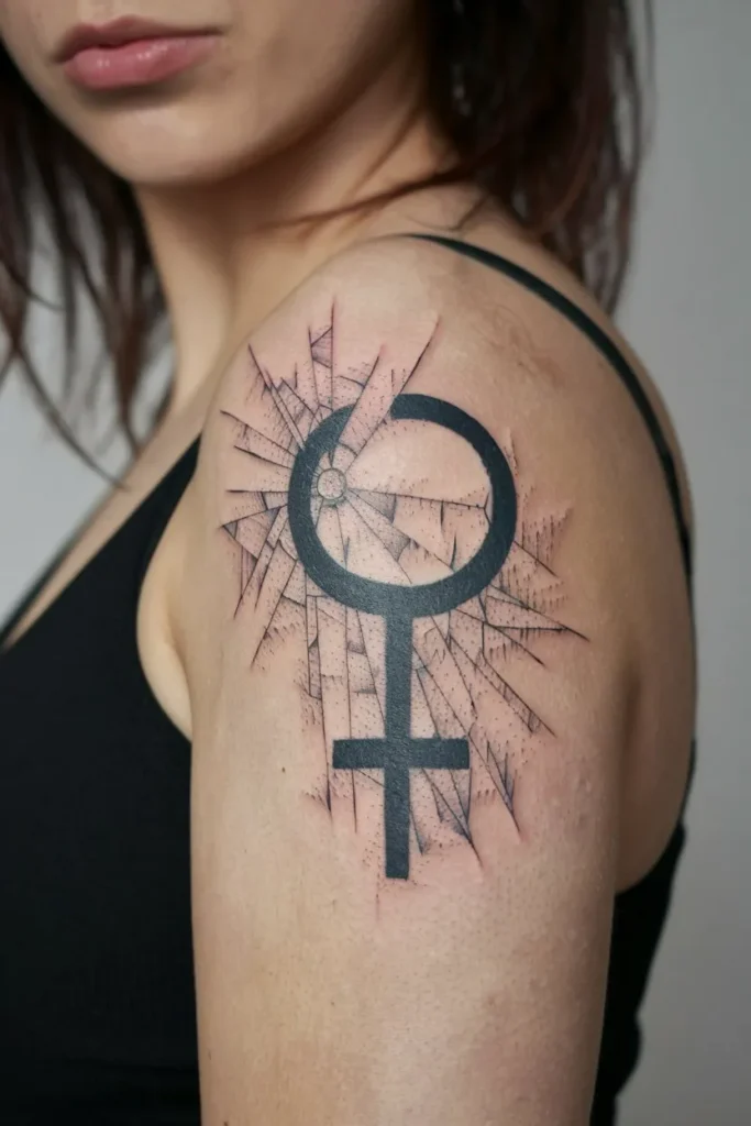 Shattered Venus Symbol Tattoo