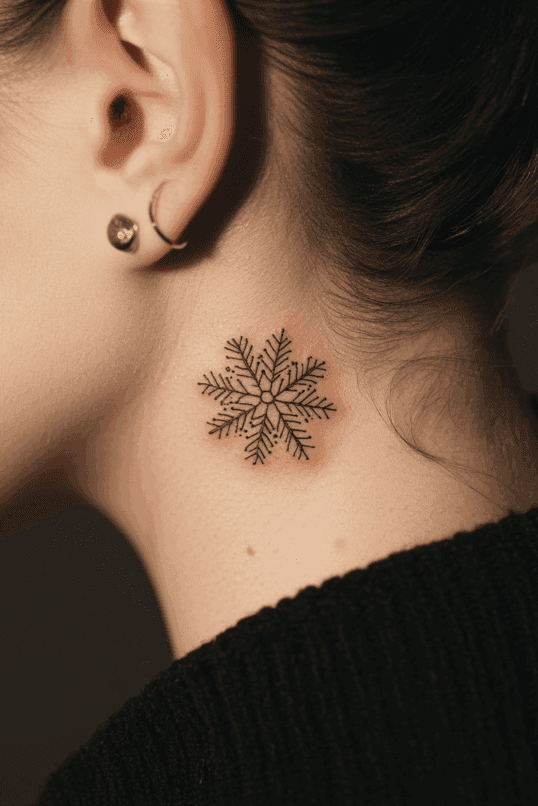 Snowflake Neck Tattoo