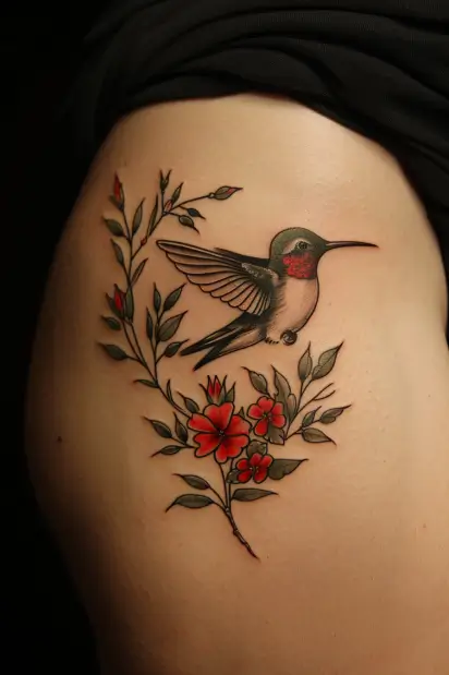 hummingbird flower tattoos 17