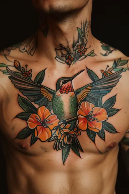 hummingbird flower tattoos 3