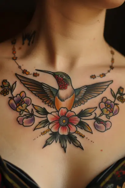 hummingbird flower tattoos 4